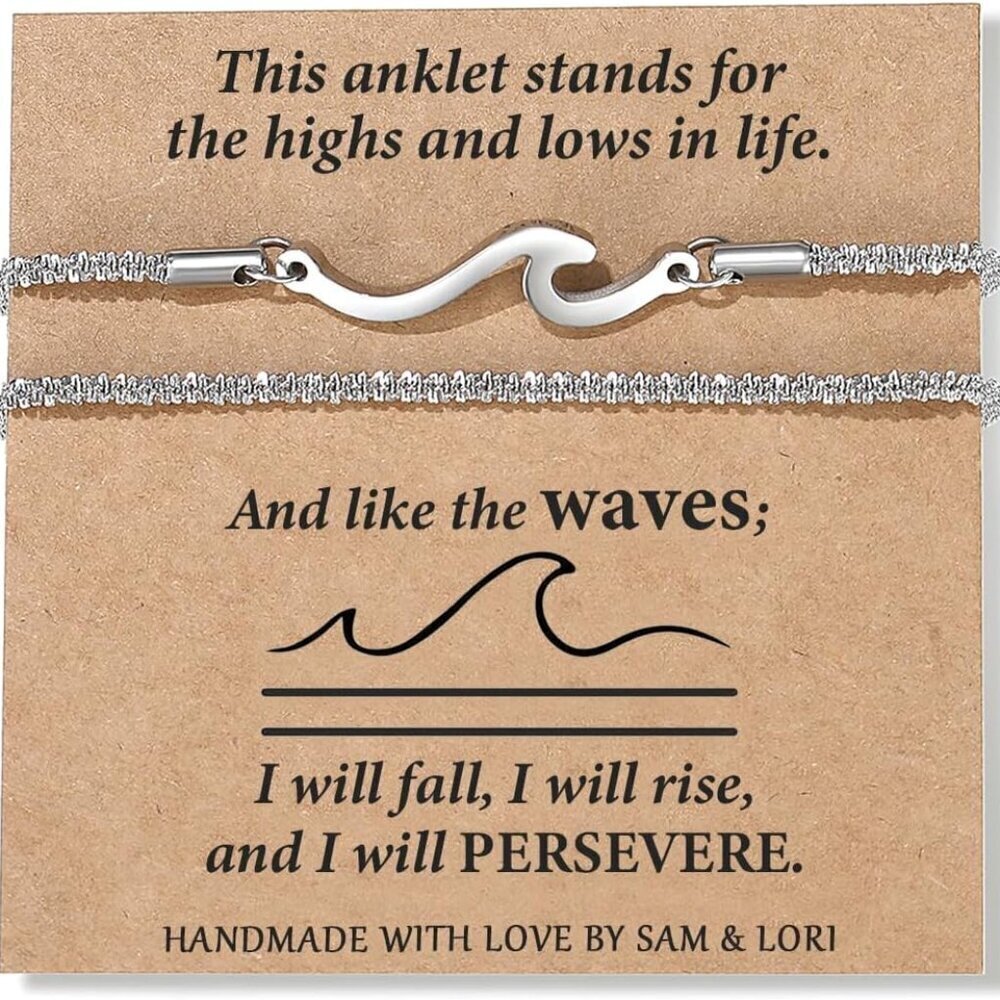 Silver Anklets Set Dual Layer Waterproof Beach Jewelry Adjustable Gifts